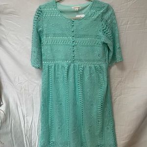 Mint lace midi dress